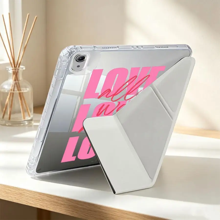 Pink LOVE Letter Tablet Case For iPad 10th Gen Mini 7 6 5 9th Pro 13 2025 2026 Air 8 M2 M3 3 11th 12th With Pen Slot Cover
