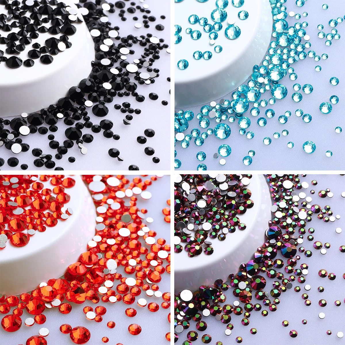 

QIIY SS3-SS20 Mix Size Clear Crystal Non-Hotfix FlatBack Rhinestones Decorations DIY Glitter Stones 3D Nail Art Accessories