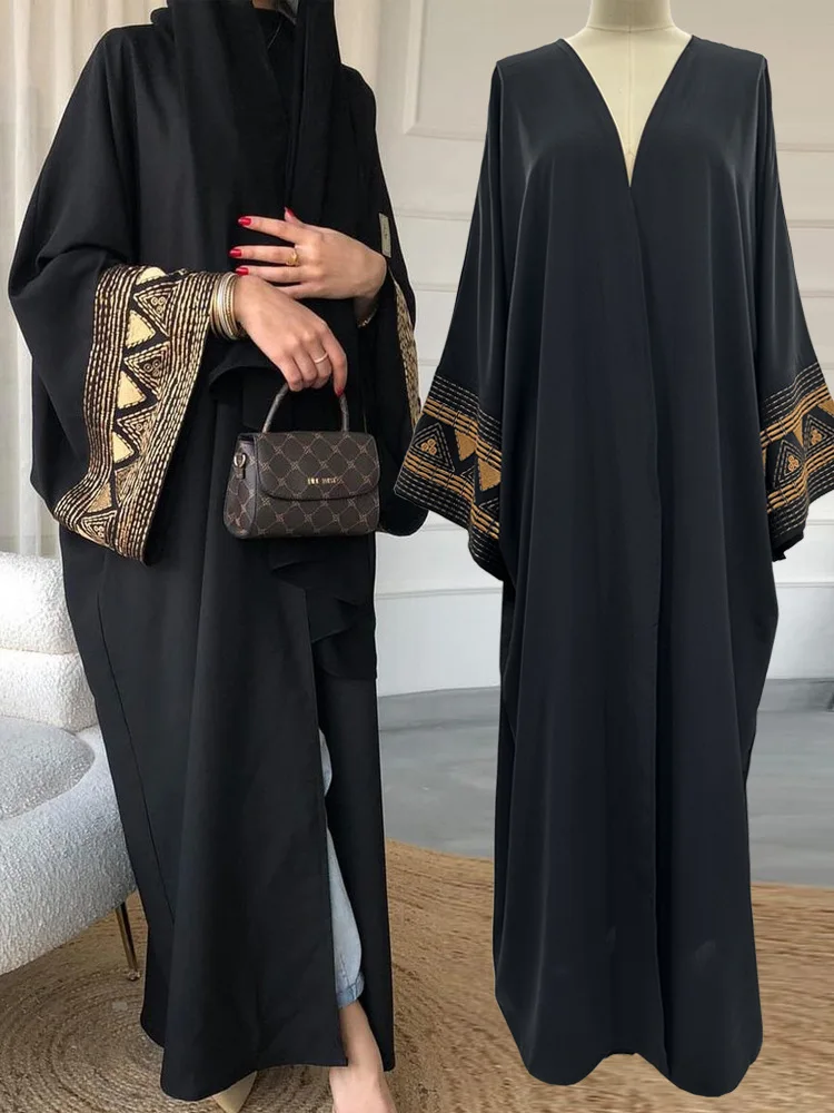 

Fashion Muslim Stand-up Collar Zipper Cardigan With Pocket Dresses Abayas Female Islamic Abayas Muslim Robes
