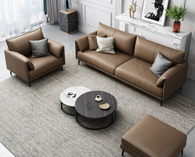 

Офисный диван, кожаный художественный босс, деловая зона приема, простой современный повседневный журнальный столик, комбинированный набор