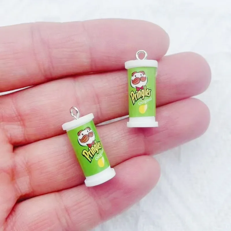 10pcs Simulation 3D Bucket Potato Chips Snack Resin Pendant DIY Jewelry Accessories Earrings Keychain Hair Accessories view 3