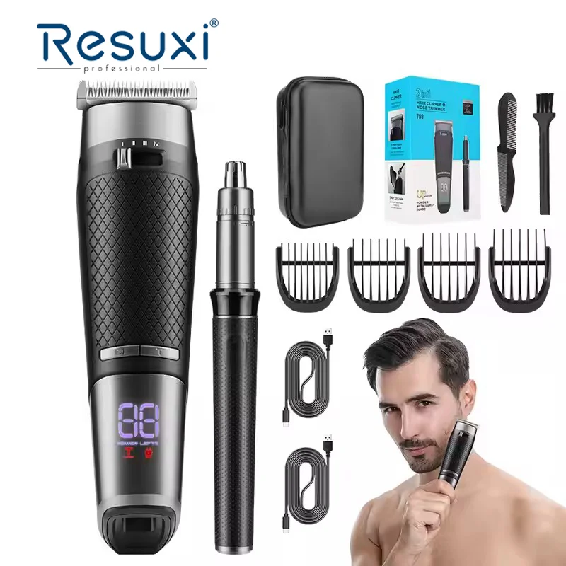 

Resuxi 799, парикмахерская, профессиональный беспроводной триммер для носа и электрическая машинка для стрижки волос для мужчин