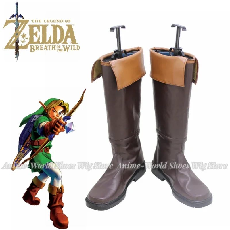 

Обувь для косплея Game Link, коричневые ботинки из искусственной кожи для ролевых игр, с поддержкой подошвы