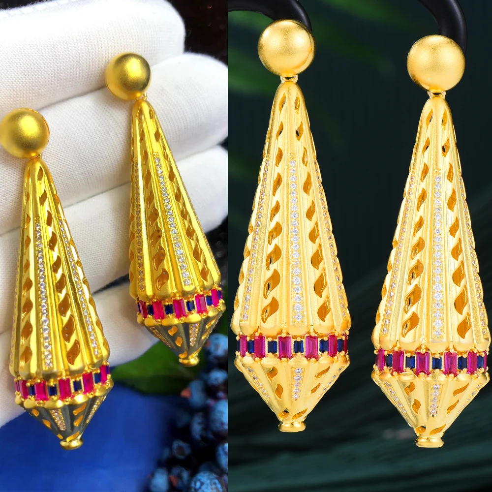 

Missvikki New Gorgeous Luxury Earrings For Women Wedding Party Geometric Sector Earrings Jewelry High Quality New Accessories