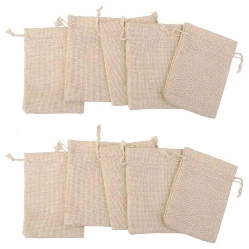 100PCS 13X18CM/10X15CM/7X9CM Drawstring Burlap Bag Jute Gift Bags DIY Wedding Favor Gift For Packaging Candy Chocolate Jewery