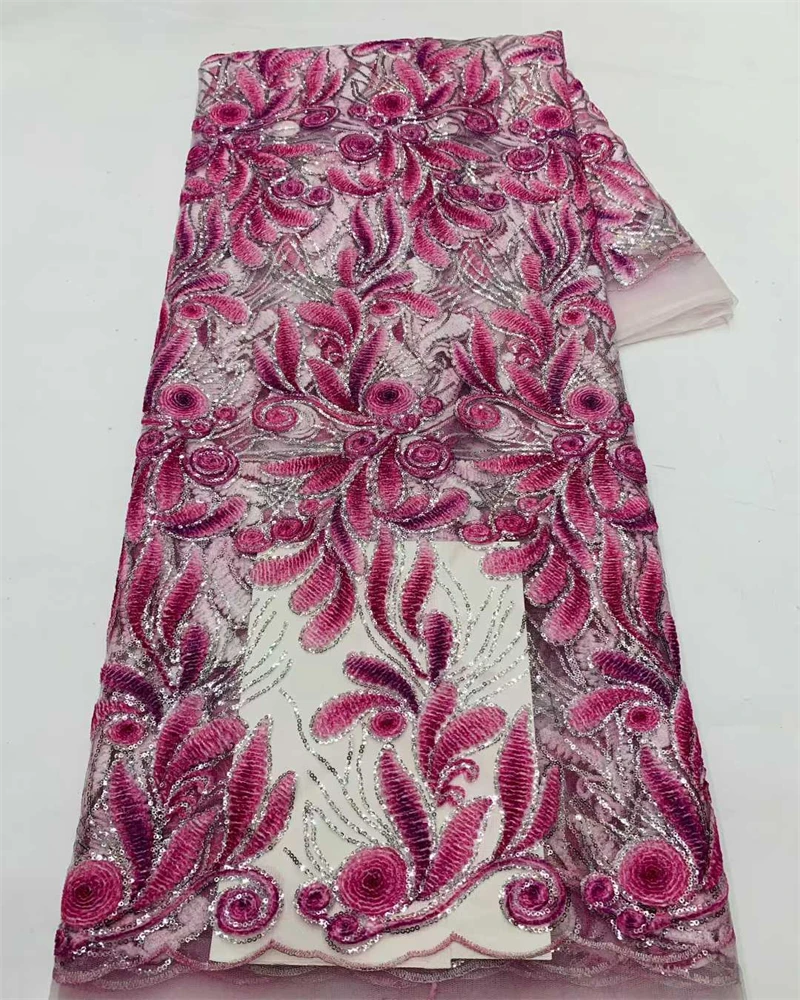 고품질 아프리카 프랑스 메쉬 레이스 원단, 나이지리아 웨딩 드레스용 스팽글 장식