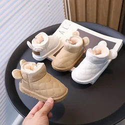 Botas de nieve para niños y niñas, zapatos de invierno para niños, botas de felpa cálidas para exteriores, zapatos acolchados de algodón impermeables a prueba de viento