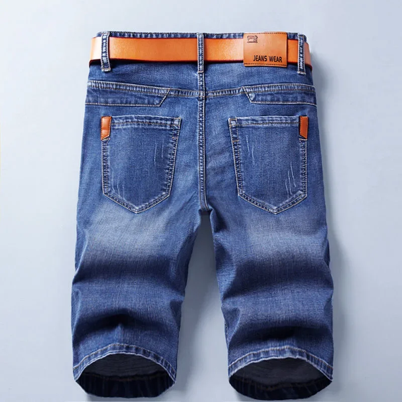 الدنيم السراويل الرجال الصيف رقيقة مستقيم الكلاسيكية مصمم الأعمال جينس قصير ماركة الملابس تمتد الكورية عارضة الذكور السراويل