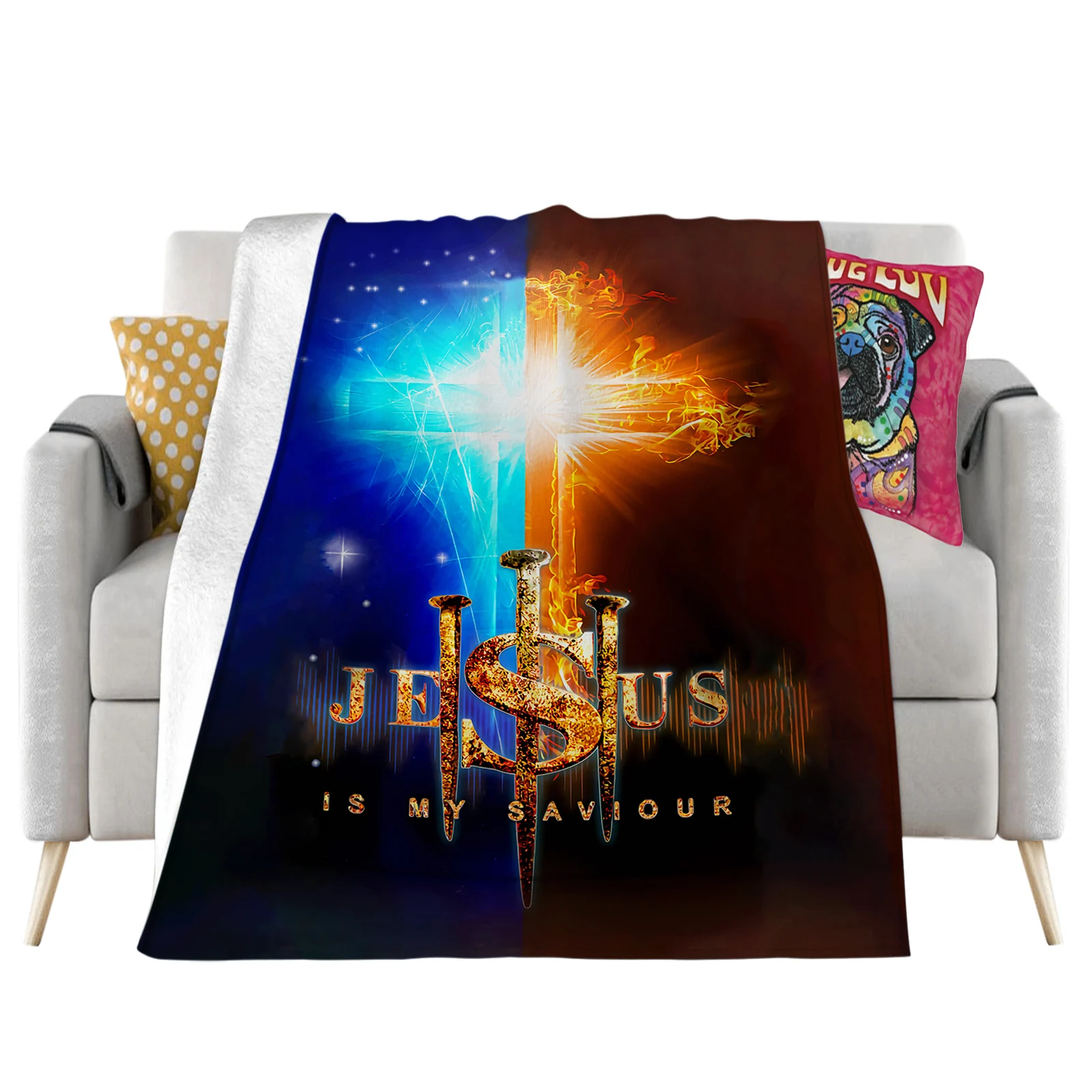 Christianity Flannel Blankets Jesus Is My Saviour 3D Printed Throw Blanket Office Nap Travel Portable Fluffy Quilts Dropshipping