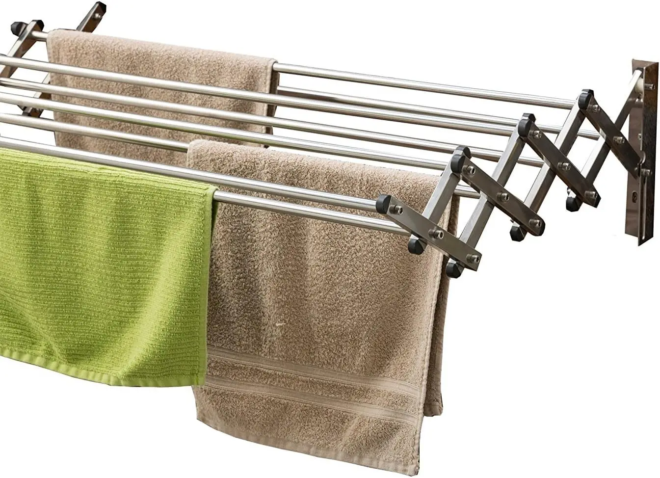 

Mounted Collapsible Laundry Clothes Drying Rack 60 Pound Capacity 22.5 Linear Ft