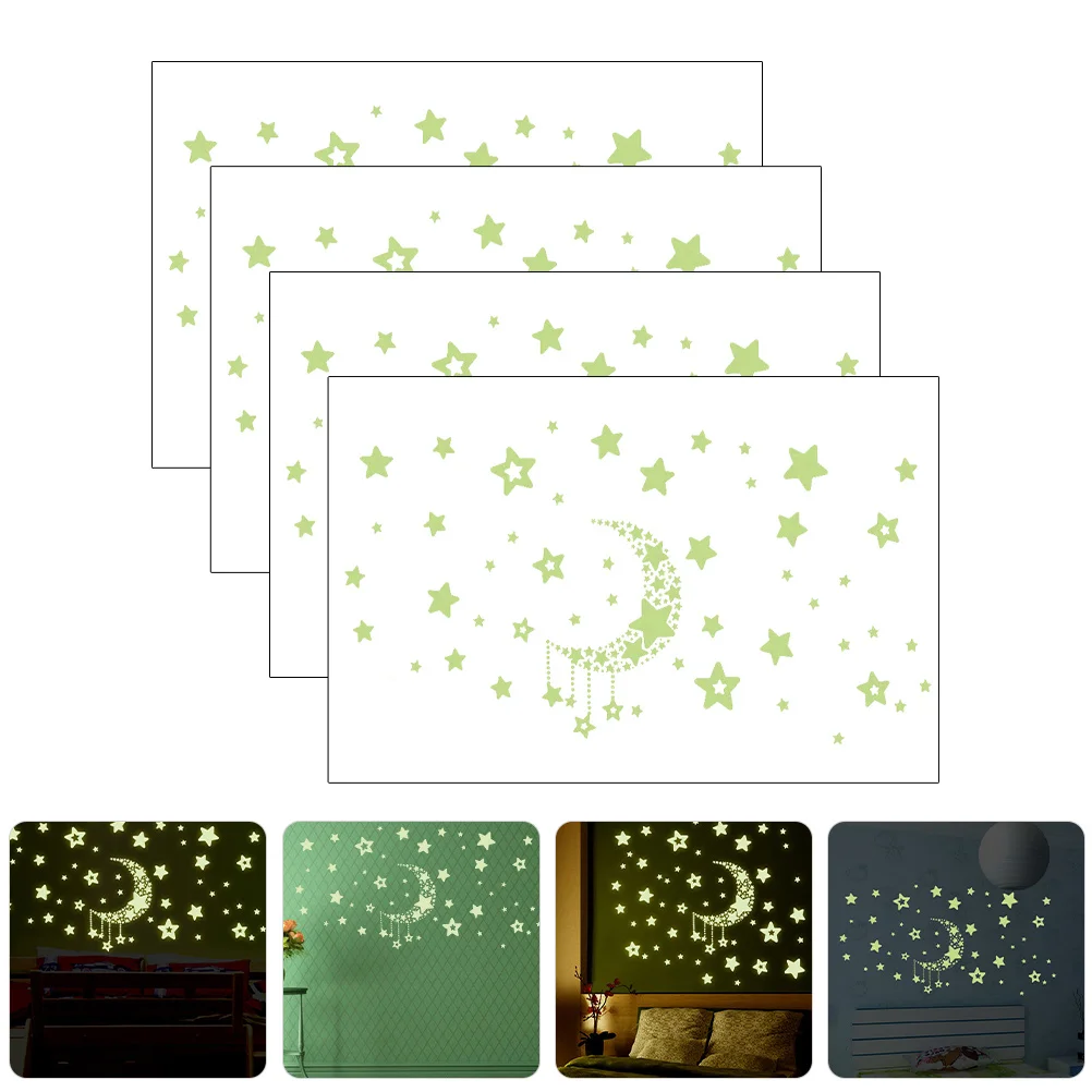 

4Sets Glow in The Dark Wall Stickers Star Moon Pattern Room Wall Decals Bedroom Kids Room Nursery Decoration Moon Stickers