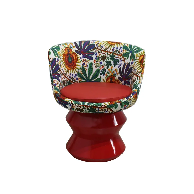 

Flower cloth two-color fiberglass fiber reinforced plastic negotiation chair model room villa fabric dining chair