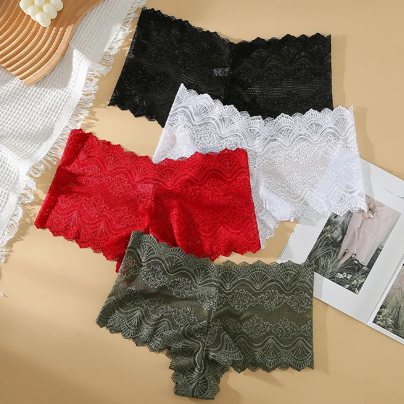 

European Thongs Women's Underwear Sexy Lace Panties Girls' High Waist Seamless G-String Fashion Solid Color Underpants Lingerie