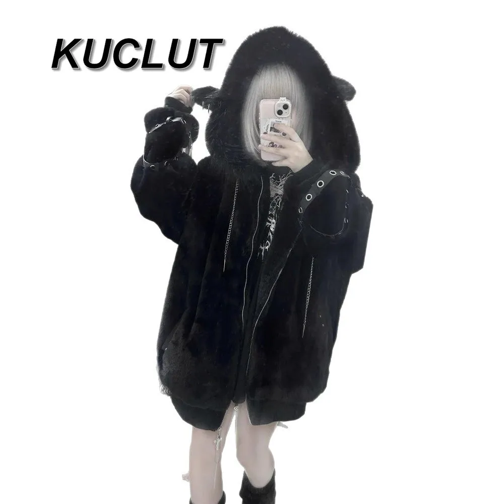 

Warm Coats Winter 2025 New Cute Sweet Girl Loose Japanese Style Hooded Coat for Women Fashion Casual Thick Jackets