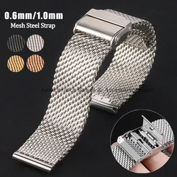 Milanese Mesh Steel Strap 0.6mm 1.0mm Stainless Steel Metal Watch Band Men Women Universal Heavy Bracelet 18mm 20mm 20mm 24mm