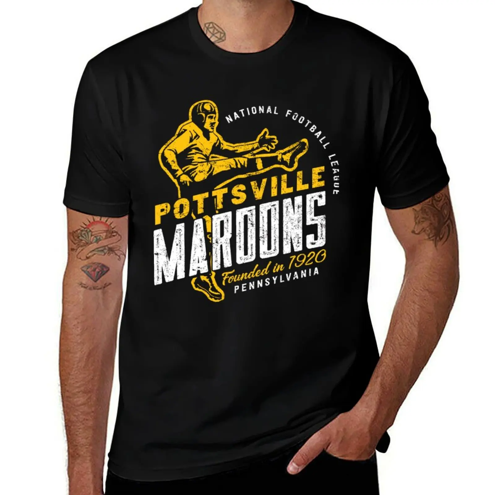 

Футбольная футболка Pottsville Maroons, одежда больших размеров, футболка большого размера с рисунком, винтажная мужская футболка