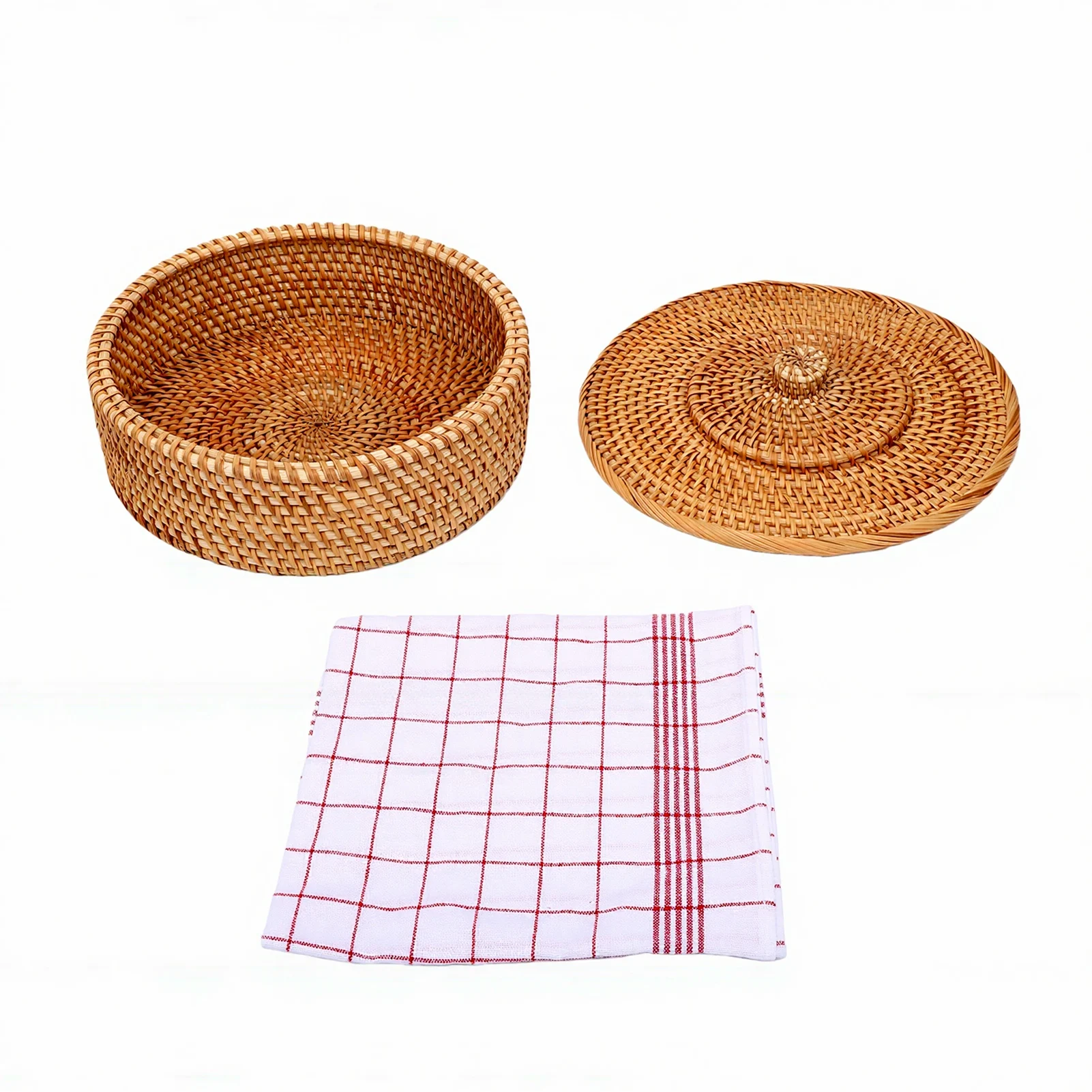 Rotan Tortillamand met Deksel, Ruime Opbergruimte, Handgeweven Tortillahouder voor Wraps en Pannenkoeken