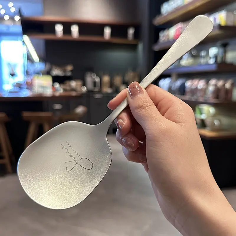 Kitchen Dinner Dish Soup Rice Western Restaurant Bar Public Spoon Large 304 Stainless Steel Round Head Buffet Serving Spoon