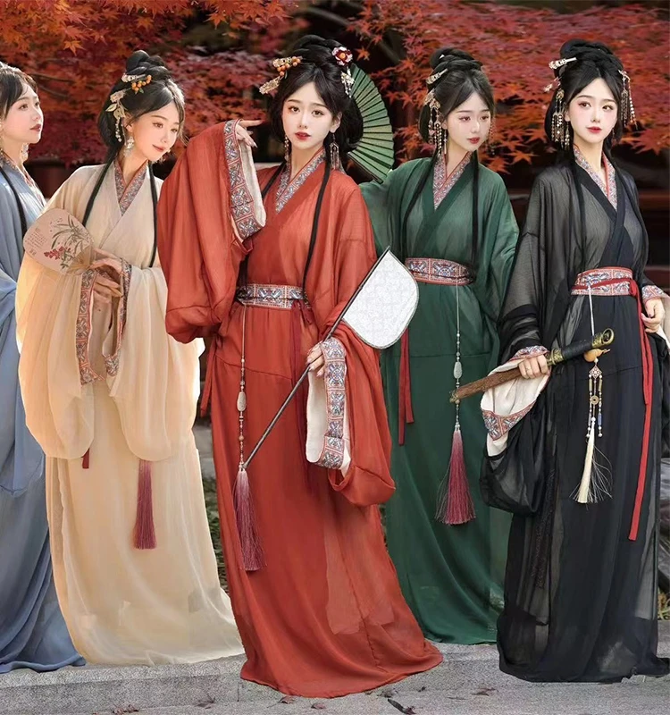 

The Warring States Dynasty robe Hanfu female straight train restoration Masan Chu tomb palace style traditional collar Hanfu