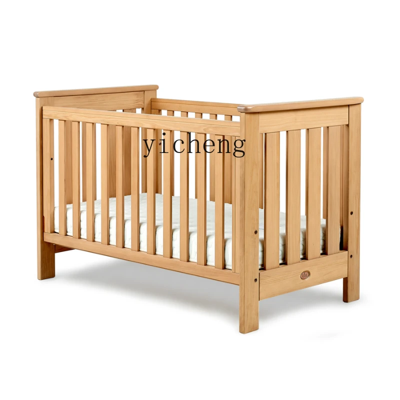 YY Crib Solid Wood Bed Widened BB Bed European-Style Newborn Bed Guardrail Bed