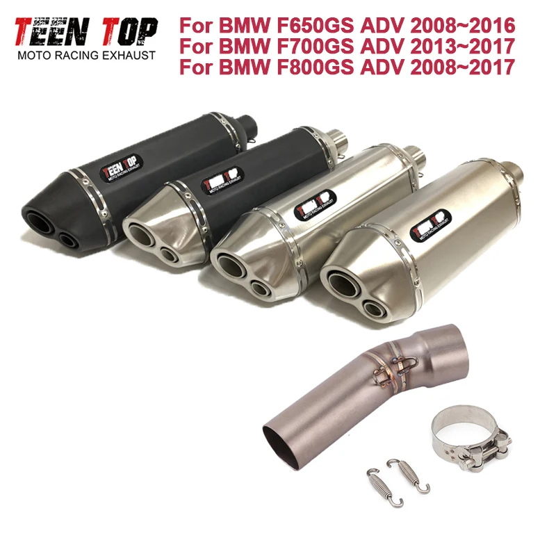 

51mm Motorcycle Slip-on Exhaust Pipe For BMW F650GS F700GS F800GS ADV Escape Moto Middle Pipe 470mm Carbon Fiber Exhaust Muffler