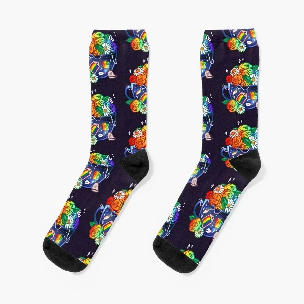 

Pride Flag Teacup - Rainbow/LGBT+ Socks loose Hiking boots short Man Socks Women's