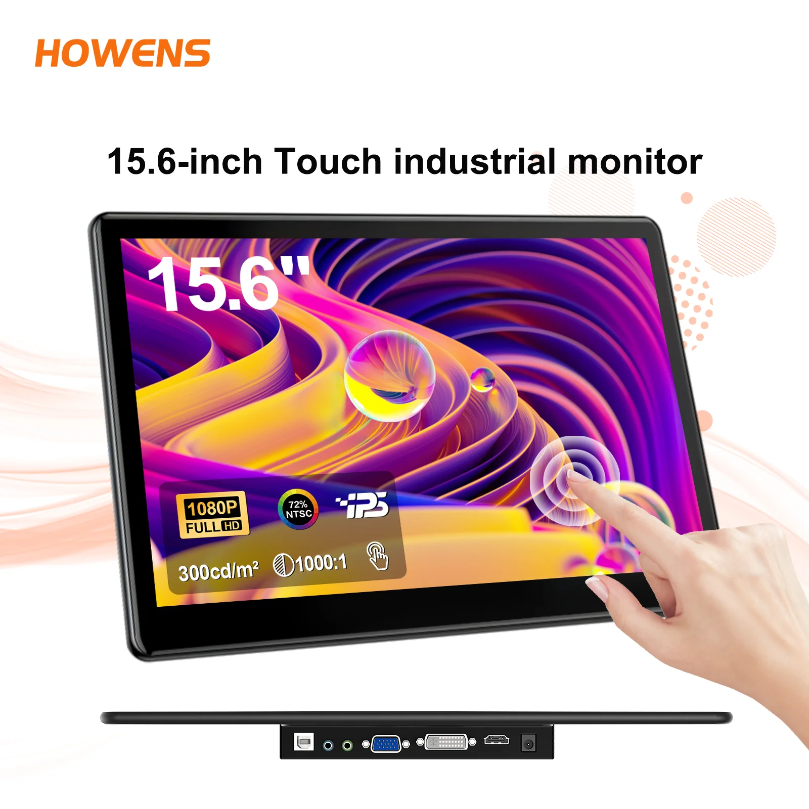

15.6 inch Touch Monitor Display 1920*1080 Laptop Second Monitors Screen Support VGA USB AV HDMI Type-C USB VESA 75*75mm