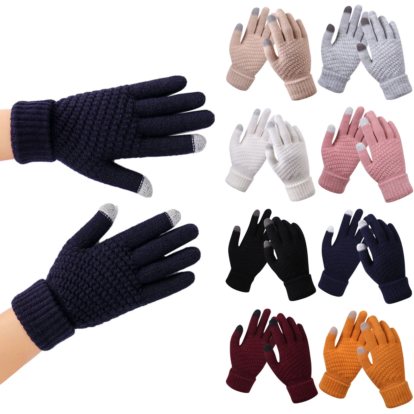 Winter Touchscreen Knit Gloves Warm Stretchable Full-Finger Gloves For Men Women Daily Commute Outdoor Activities 2026 Trending