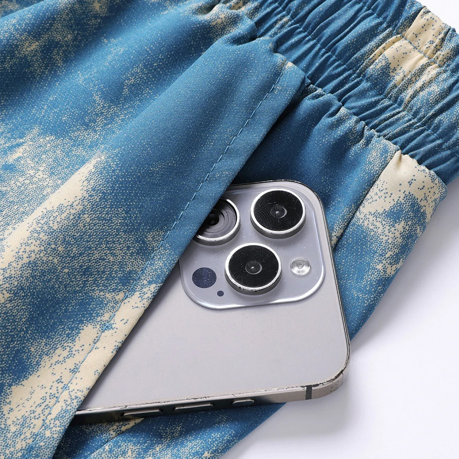 Summer Tie-dye Shorts Men Fashion Vintage Running Shorts Casual Elastic Waist Short Pants Male