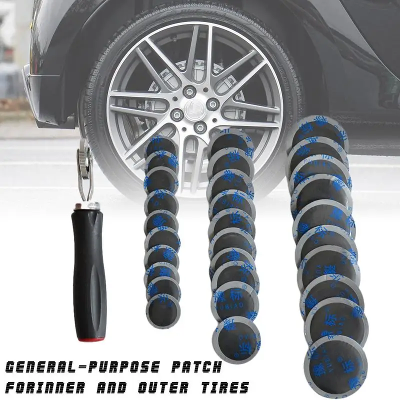 

Car Tire Repair Patches 31 Pcs Tire Repair Unit With Tire Patch Roller Bike Tire Repair Kit Puncture Repair Tools For Cars