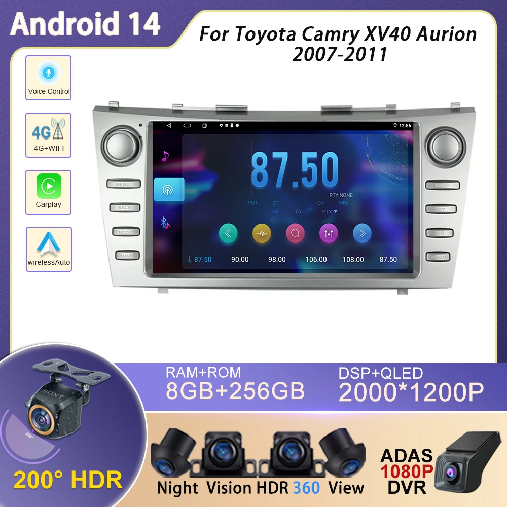 

DSP 4G WIFI Carplay для Toyota Camry XV40 Aurion 2007-2011 головное устройство Android мультимедийный плеер GPS-навигация стерео автомобильное радио