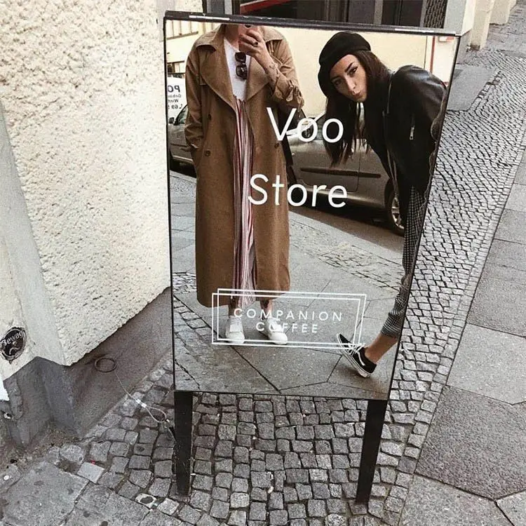 Korean clothing store high-end billboards ins decorative signs Internet celebrities mirror landing vertical movable display boar