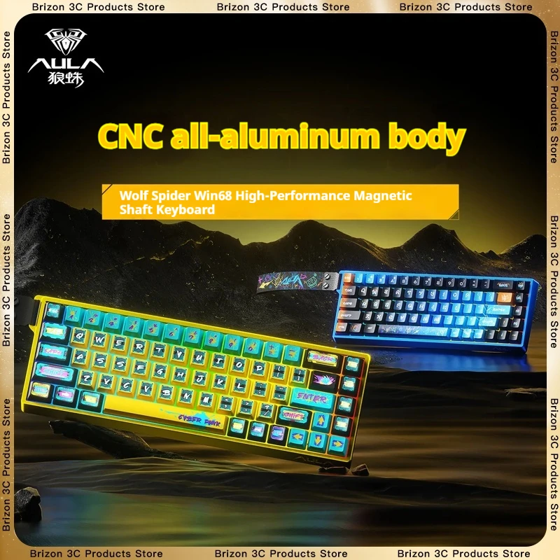 AULA WIN68HEUltra CNC Aluminum Lump Gaming Keyboard Controller Esports Games 0.0 1mm Rt8khz Return Rate 128k Scanning Rate Gift