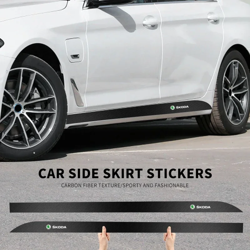 

2pcs Car Side Skirt Sill Carbon Fibre Body Protection Sticker for skoda octavia a5 a4 fabia superb rapid mk3 yeti Accessories