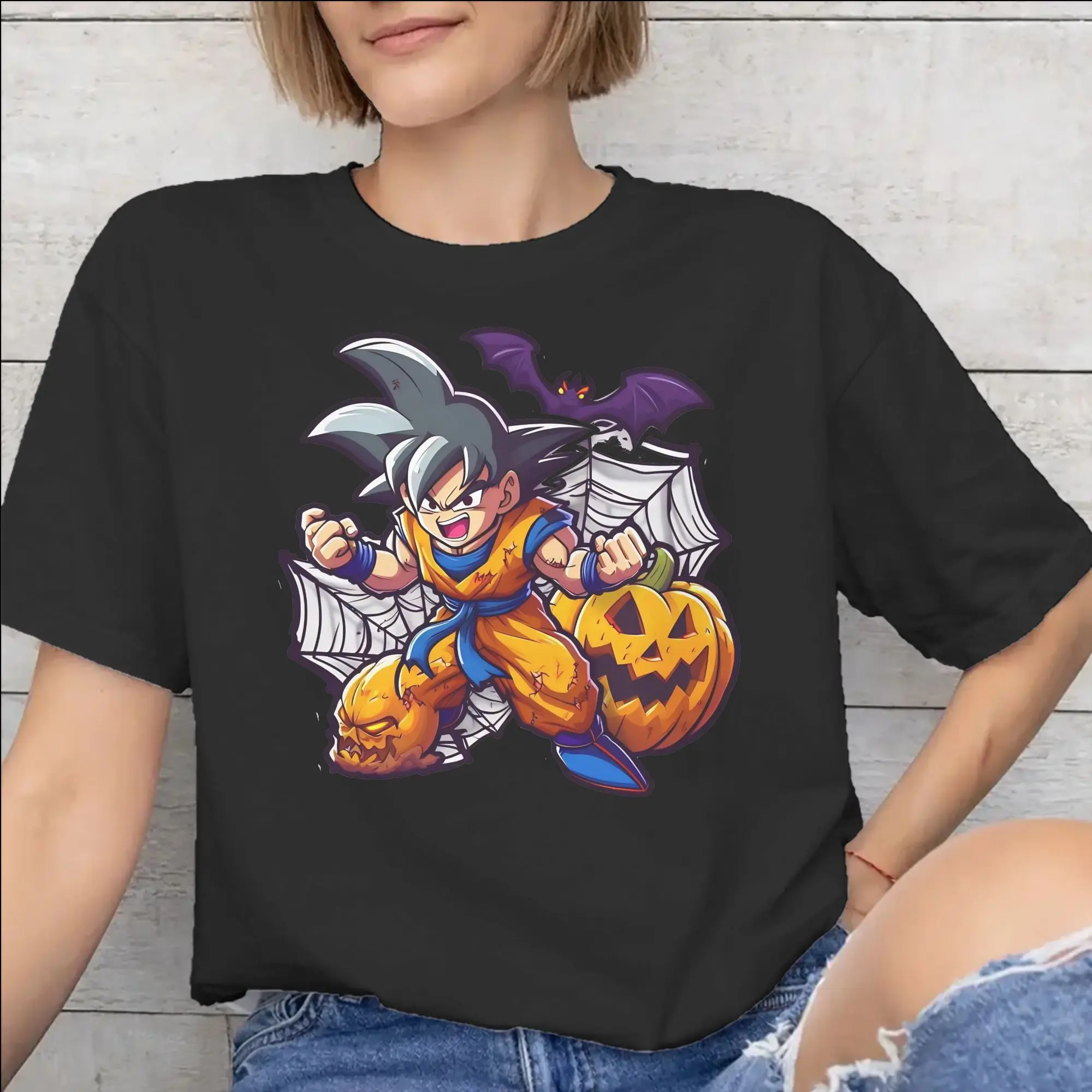 DBZ DragonBallZ D-DragonBall-L Camiseta unisex con estampado de calabaza de Halloween, 100 % algodón, camiseta con diseño gráfico.