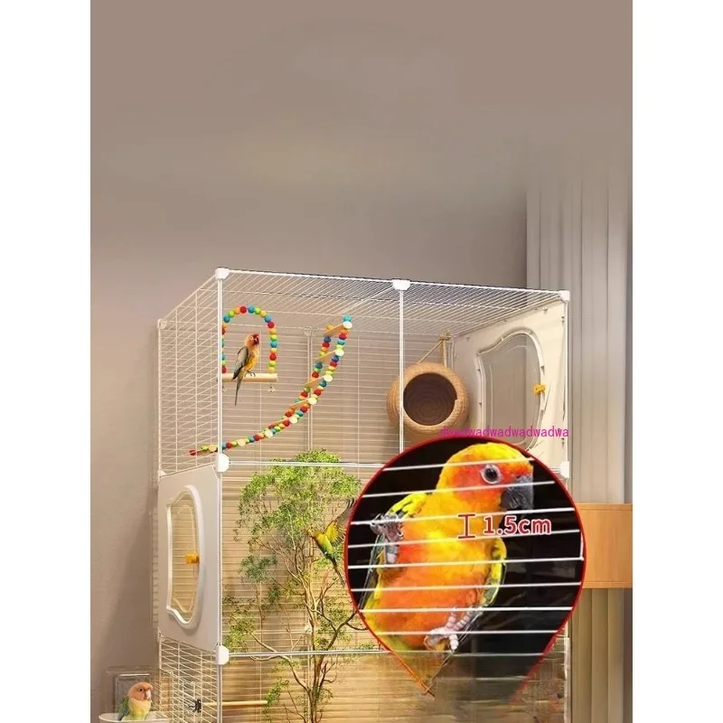 

Bird Cage Ecological Villa Parrot Special, New Splash-proof Large Household Tiger Skin Xuanfeng Peony Cage
