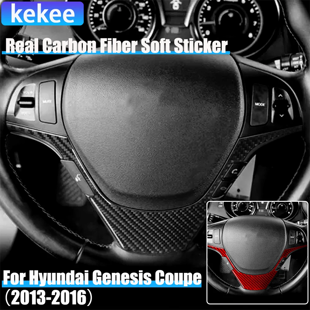 

Real Carbon Fiber Car Accessories Driver Wheel Chin Trim Cover Soft Sticker For Hyundai Genesis Coupe 2013 2014 2015 2016