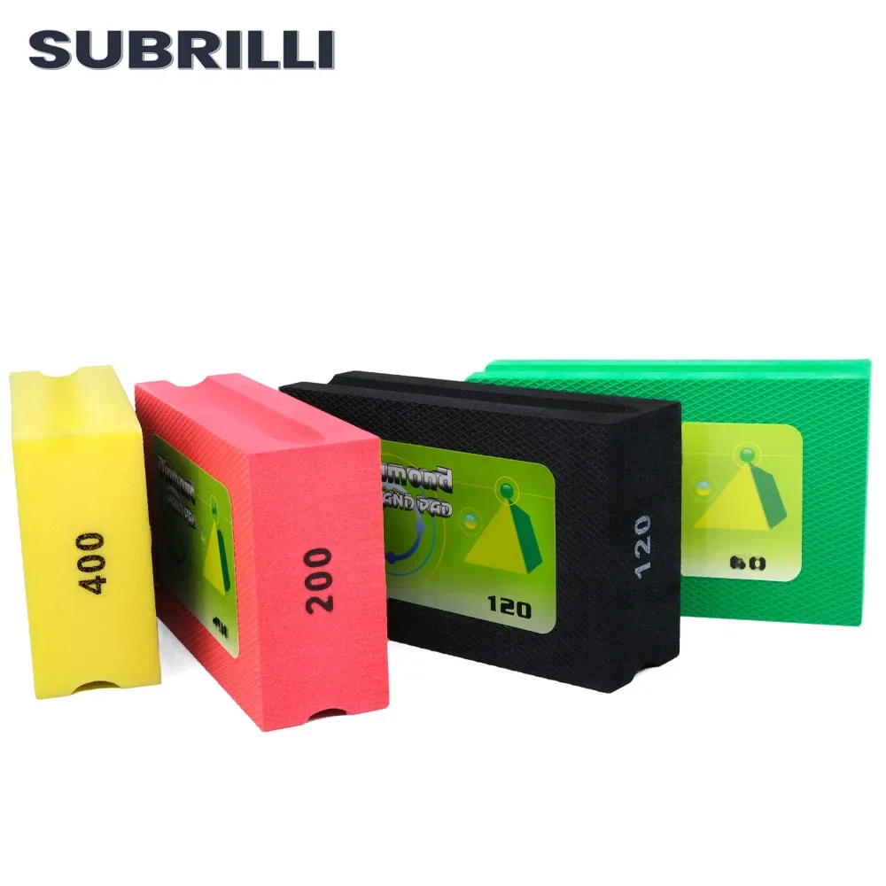 SUBRILLI 4 pz/set Diamante Lucidatura A Mano Tampone Levigatura Blocco Per Granito Marmo Ceramica Vetro Elettrolitico Diamante Tampone Abrasivo
