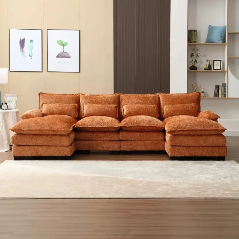 Modern luxury living room furniture Modular apartment Villa sofa High quality cotton and linen solid wood home furniture