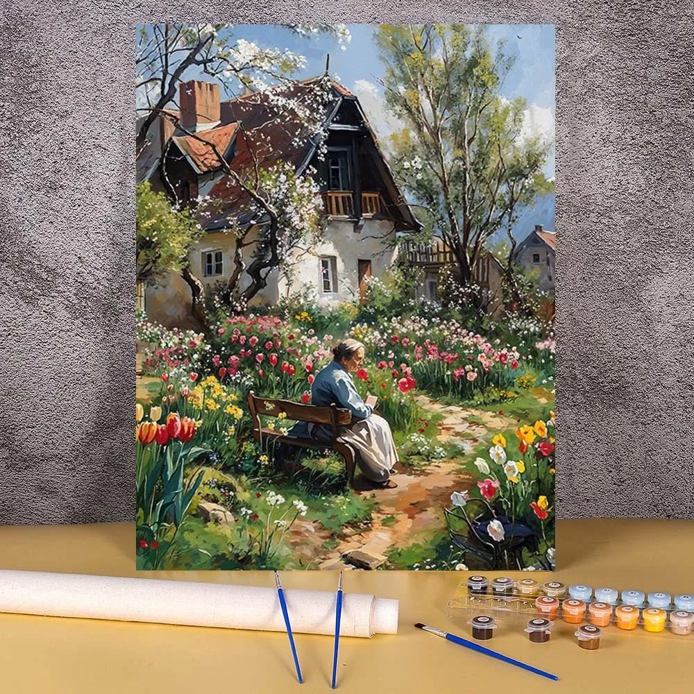 Modernes Malen nach Zahlen, zum Selbermachen, ohne Rahmen, Malen nach Zahlen, einzigartiges Geschenk, Wanddekorationen auf Leinwand, Landschaft, Acrylfarben-Sets
