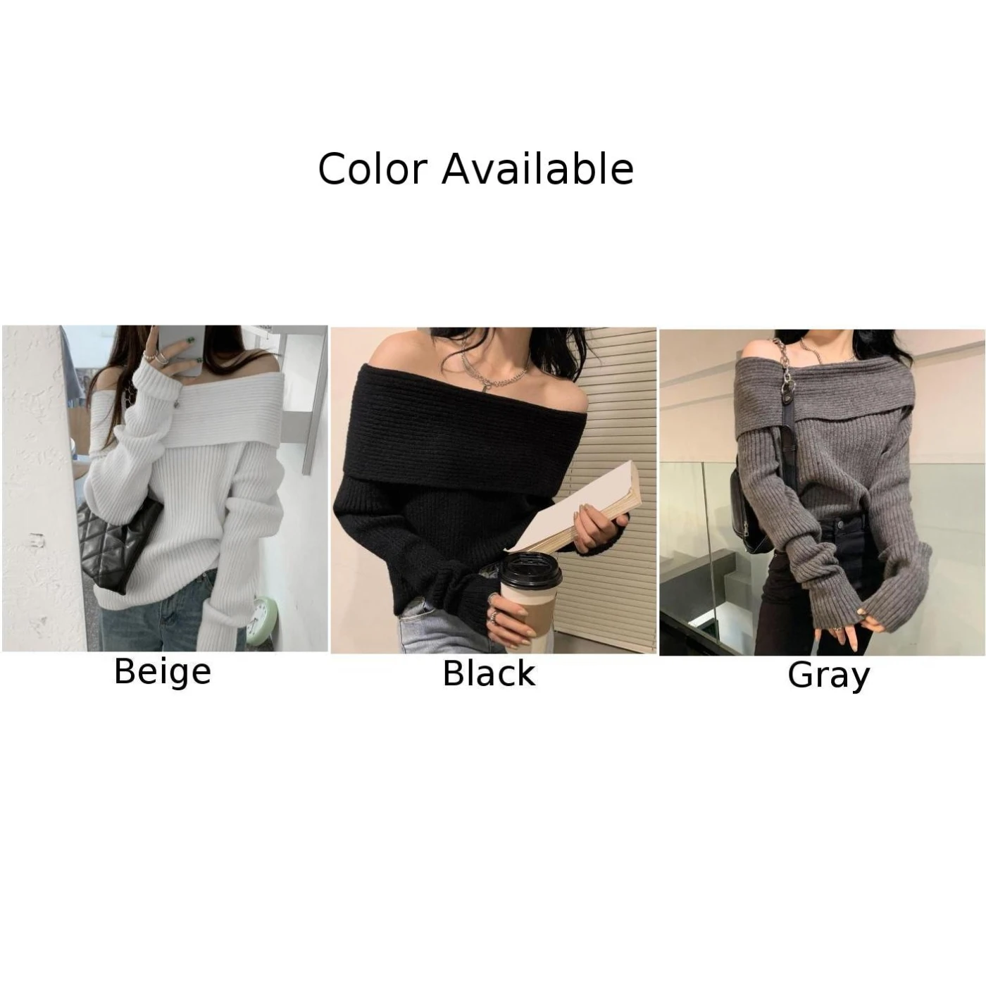 Jersey informal ajustado de punto, Top de manga larga, manga larga, nuevo estado, tela de poliéster, patrón de Color sólido