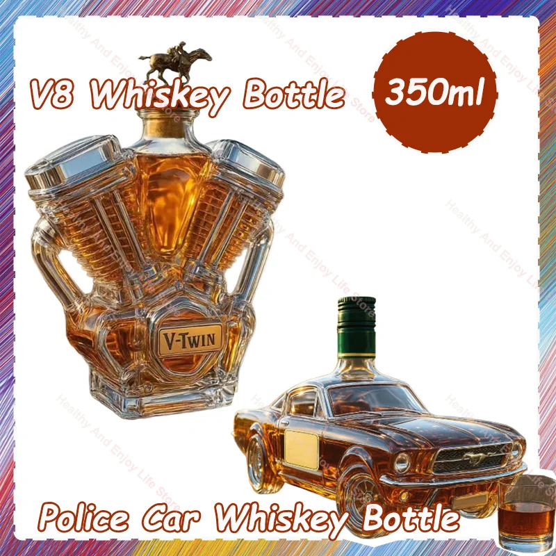 

New V8/Police Car Whiskey Bottle Motorcycle Engine Wine Bottle V-twin Engine Whiskey Bottle Handmade Motorcycle Engine Decanter