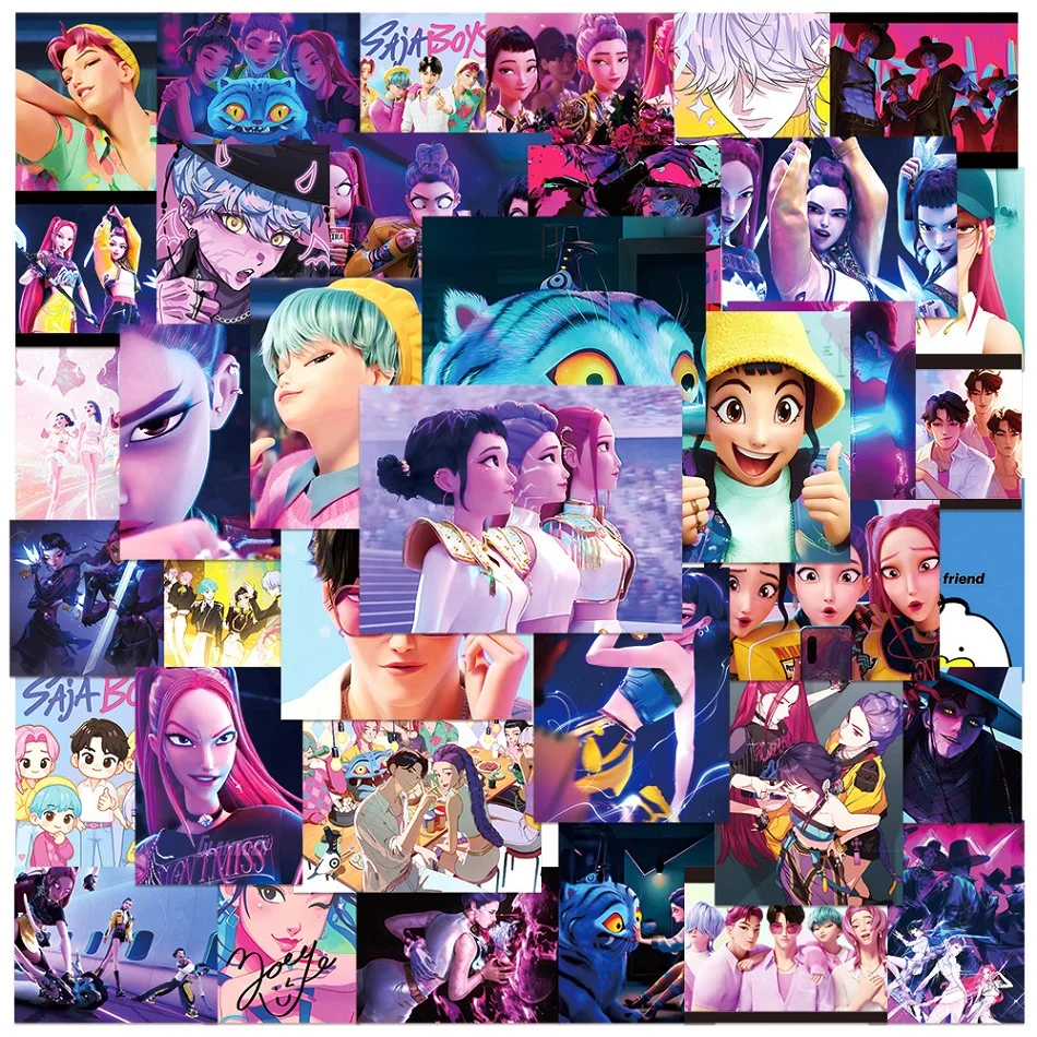 

50 шт. Kpop Demon Hunter креативные мультяшные граффити наклейки для телефона, гитары, ноутбука, чемодана, водонепроницаемые наклейки, детские игрушки