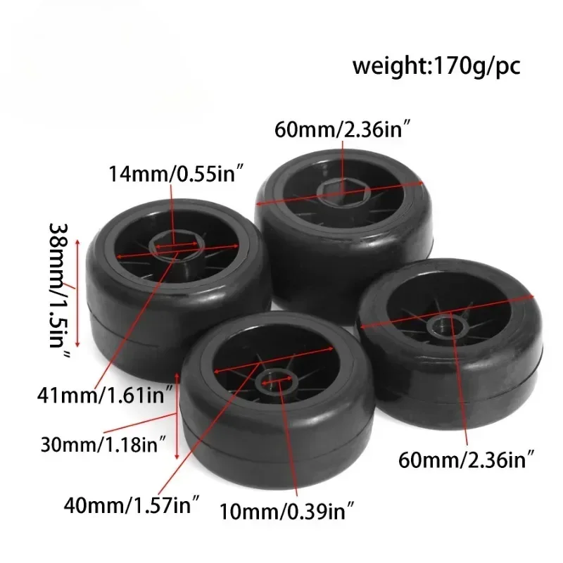 

4pcs 60mm Racing Tire with 14mm Wheel Hex for 1/10 Tamiya F1 RC Car Upgrade Parts