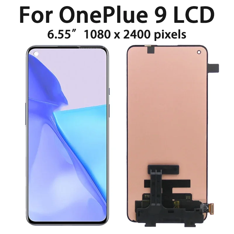 Original AMOLED Display Screen for OnePlus 9 LE2113 LE2111 Replacement, Lcd Display Digital Touch Screen with Frame for 1+9