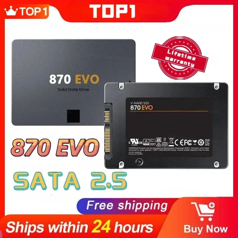 

2024 New SSD 870 EVO 1TB 2TB 4TB 8TB Internal Solid State Drives Hard Disk SATA 3.0 MLC 2.5 Inches for Laptop Desktop PC PS4 PS5