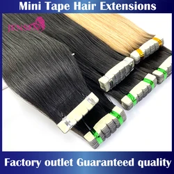 JENSFN High Quality Mini Tape In Hair Extensions 100% Remy Natural real Human Hair 16