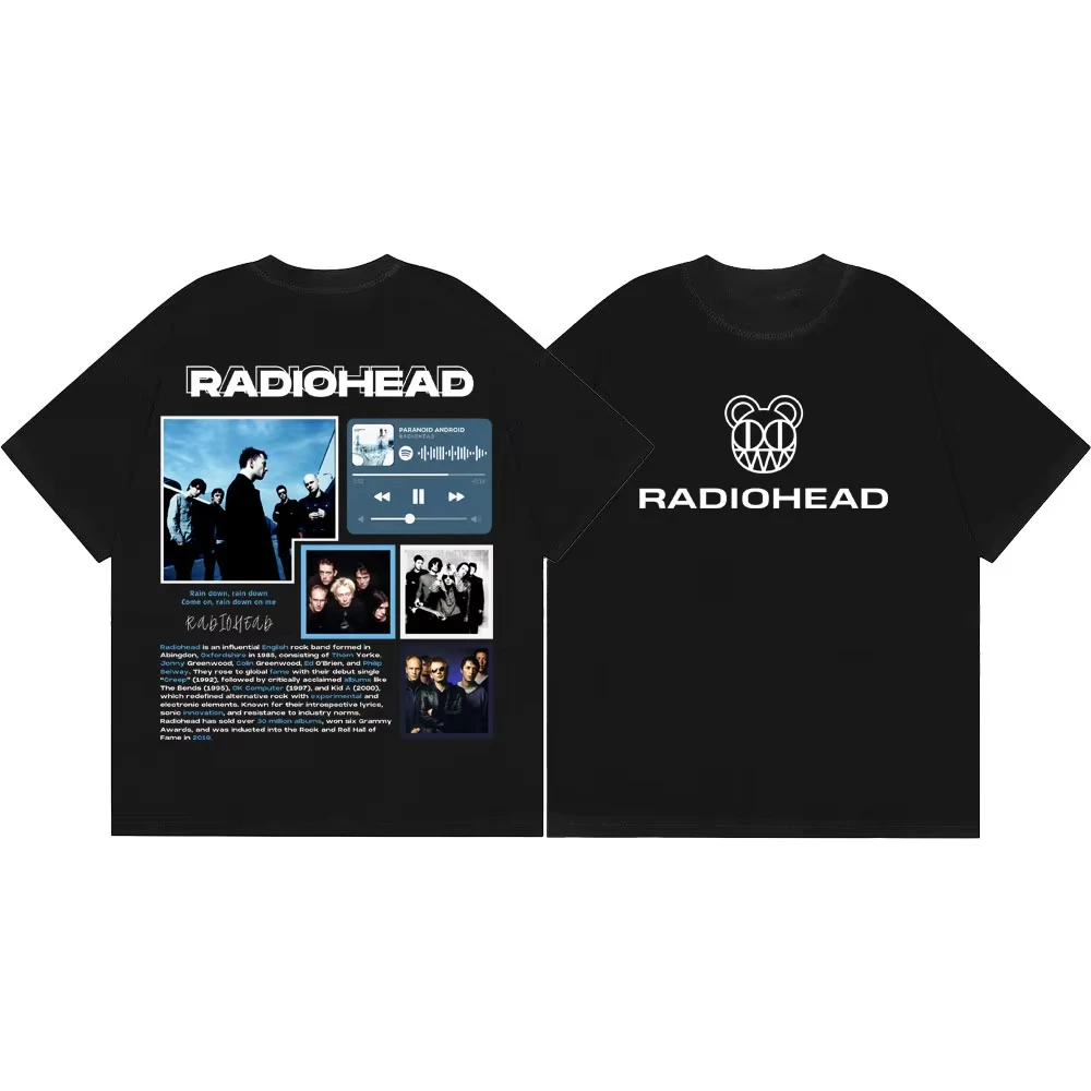 Summer Hot Sale Rock Band Radiohead Album Merch T Shirt Men Women Fashion Vintage T-shirts Breathable and Comfortable Clothes
