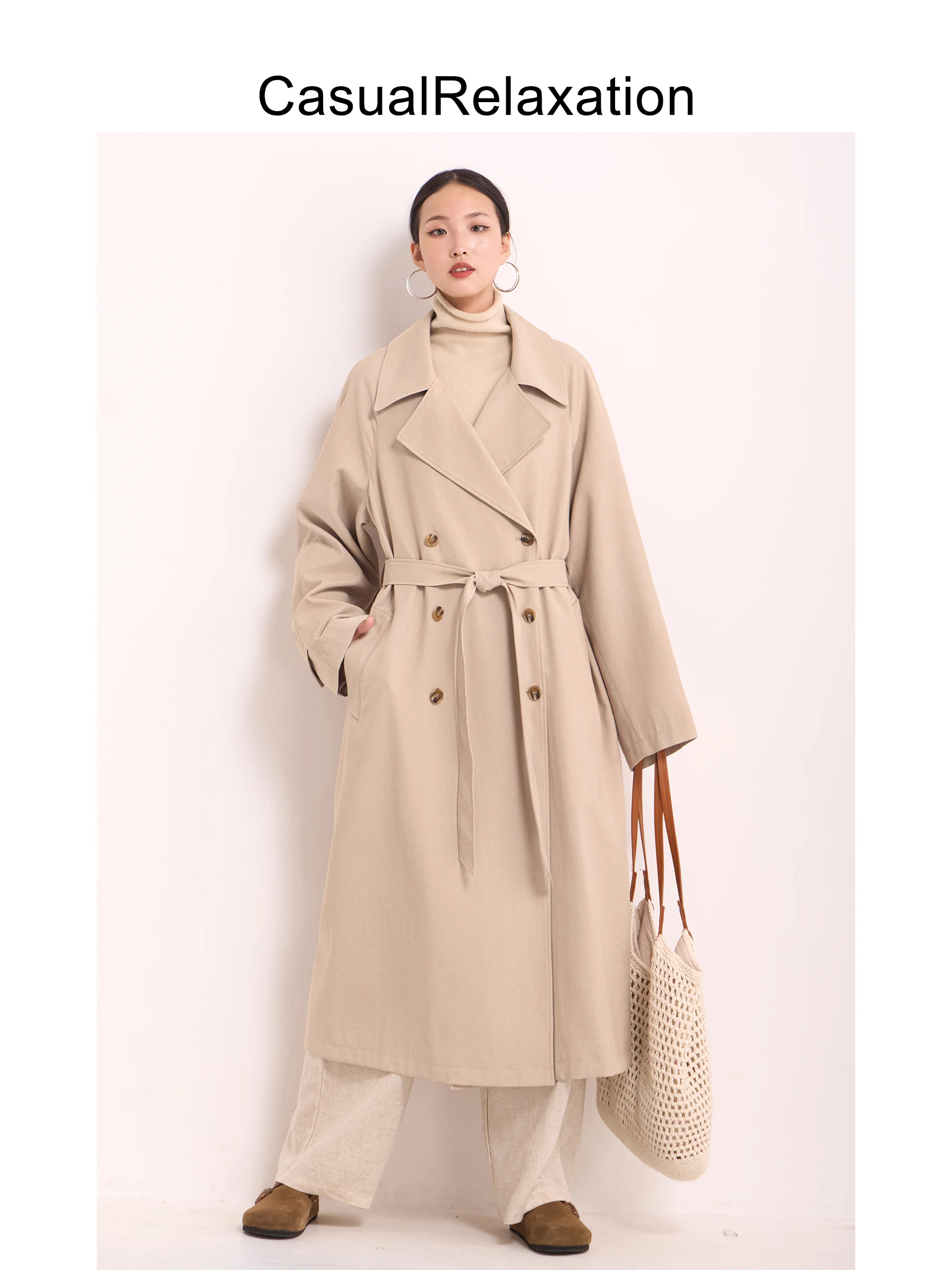 

Льняное длинное пальто с длинными рукавами, повседневное, простое, двубортное, женская ветровка, удлиненная верхняя одежда с отложным воротником, весна-осень