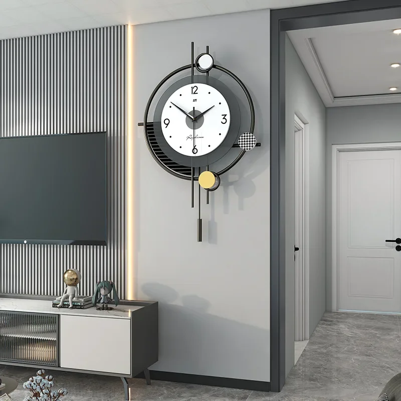 Modern light luxury clocks, wall clocks, living room creative home decoration , simple clock, high-end sense , no punching